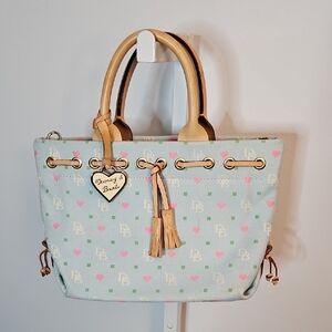 Dooney & Bourke Pastel Blue Tote with Tan Accents